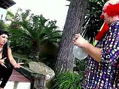 hey this frustrated milf wife couldn't resist seducing the clown for wild party cheating sex