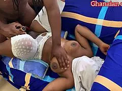 Hubby rams wife's swollen pussy in frantic quickie bang!