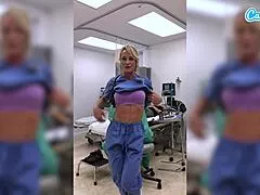 Why does this fit milf nurse finger her wet shaved pussy publicly in hospital roleplay?