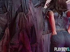 pornstar milf adriana chechik strips slow teasing her petite body in playboy softcore