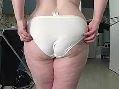 a home camera catches busty wife big ass white panties curvy milf pawg behind scenes