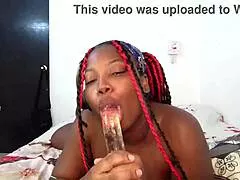 Ghetto ebony thot deepthroats and begs for cum in mouth all night