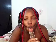Ghetto ebony thot deepthroats and begs for cum in mouth all night