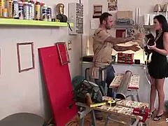 jasmine black's huge naturals bounce wildly in cheating anal with horny worker