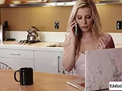 Oh man, my blonde wife's tongue on that big tits neighbor's ass then dildo fucking her pussy... insane!