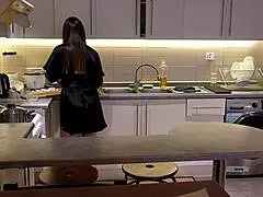Hey stepmom's dinner ready 😏 but she begs stepson to pound her pussy hard