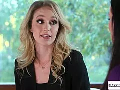 that busty conservative milf neighbor can't resist the young babe's eager pussy licking