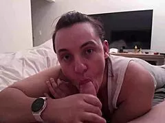 wow! young milf wife gulps down pov cum in naughty blowjob!