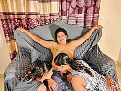 Uttaran20's milf stepmom and girlfriend get ffm fisted facefucked in tight wet pussies
