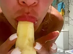 Monika Foxxx's banana fuck in bathroom leads to squirting bliss