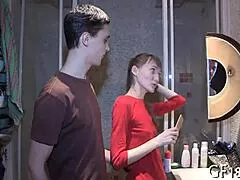 She Stares at Old Cock Before Wild Teen Suck