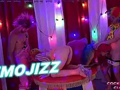 Bimf couple Kitty and Mr battle pink cock clowns in wild 4some face fucking orgy