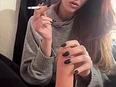 Italian Artemisia Love Smokes While Dildo Penetrates Her Deep