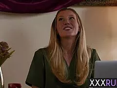 Lesbians Charlotte Sins and Scarlett Bloom fuck black masseuse Addison in 3some