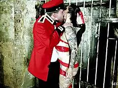 Damn daisy rock licks cum off floor after inked big tits bdsm prison pounding