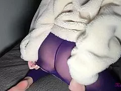 omg this sexy brunette in purple tights... she showed her juicy tight pussy after clubbin' n' i creampied her big ass!!