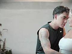 Stepmom seduces virgin stepson fucks his big cock with wet pussy