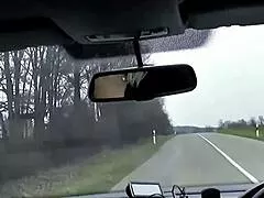 German mature Julia Pink chats up hitchhiker for a steamy car ride