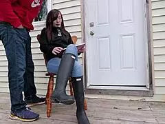 Wanna Watch Wife Squirt Dripping Wet in Jeans with Neighbors Staring?