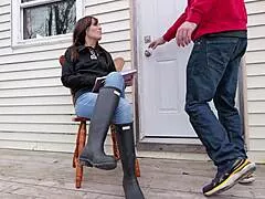 Wanna Watch Wife Squirt Dripping Wet in Jeans with Neighbors Staring?