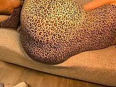 i bent over to clean the couch and my stepson couldn't resist my big latina ass turning him on instantly
