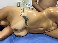 damn this latina mommy's huge ass flashes cameltoe in lingerie till masseur fucks her senseless