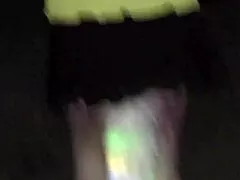 Very public beach walk with bright tail buttplug we chat with passersby while showing off