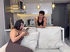 Milf's riding her trainer's big dick with perfect pussy and tits bouncing wild!
