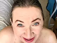 busty granny rocks black stockings for full pleasure ride