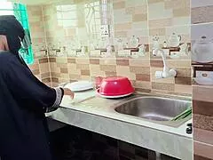 stepson dives into stepmom's juicy pussy for kitchen cunilingus feast