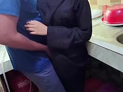 stepson dives into stepmom's juicy pussy for kitchen cunilingus feast