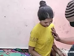 indian housewife chokes on jija cock before rough creampie fuck