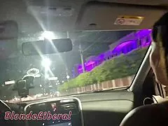 we three head out broke from swing club paying uber with my pussy and her blowjob