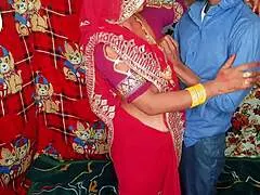 Desi Village Stepmom in Red Saree Takes Doggy Pound from Stepson Hindi Audio Full Fuck