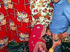 Desi Village Stepmom in Red Saree Takes Doggy Pound from Stepson Hindi Audio Full Fuck