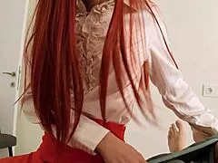 Mom caught my huge boner worships ass shakes big ass redhead skinny stockings skirt nylon panties goddess before work quick cum