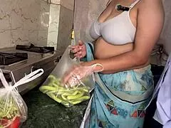 newlywed priya's big boobs bounce as neighbor's bbc fucks kitchen style