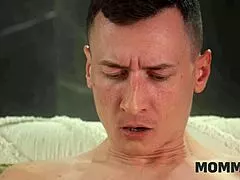 she spits water on him then he pumps her full of cum