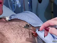 What if that kinky milf nurse straps on a dildo to peg and dominate her bound patient in hospital bondage?