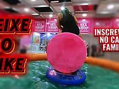 She spins wildly on giant cock at intimí expo, tan lines teasing every thrust
