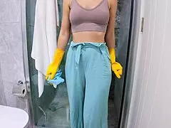 whoops did i just fuck my hot stepmom's tight ass while she cleaned the bathroom toilet accidentally shaking that big ass?