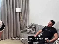 me and my husband roughly fucked this curvy blonde hotel maid carla boom in our bed she took every inch