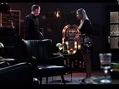 Blonde milf hostess frozen stiff huge tits exposed for teasing time-stop touches and licks