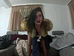 Sexy Curvy Latina Housewife Plays with Fur Downjackets and New Sex Toy Until Explosive Orgasm Hits Hard!
