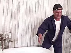 hey slim cougar, tricked you into deepthroat blowjob to swallow my cum!