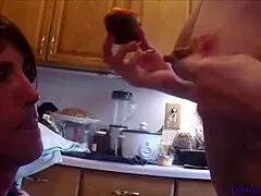 tranny jenny shoves her sweet huge natural tits in your face lick these horny boobs femdom