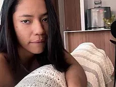 nysdel and her man watch themselves in the mirror while he fucks her doggystyle rough as ebony amateur couple