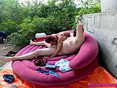 monster cock rams milf's tight asshole outdoors doggystyle bent over