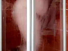sexy milf housewife strips in hot steamy bathroom shower tease