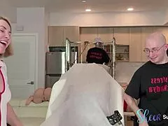 Nurse rips clothes waxing big cocks in wild hospital compilation tease